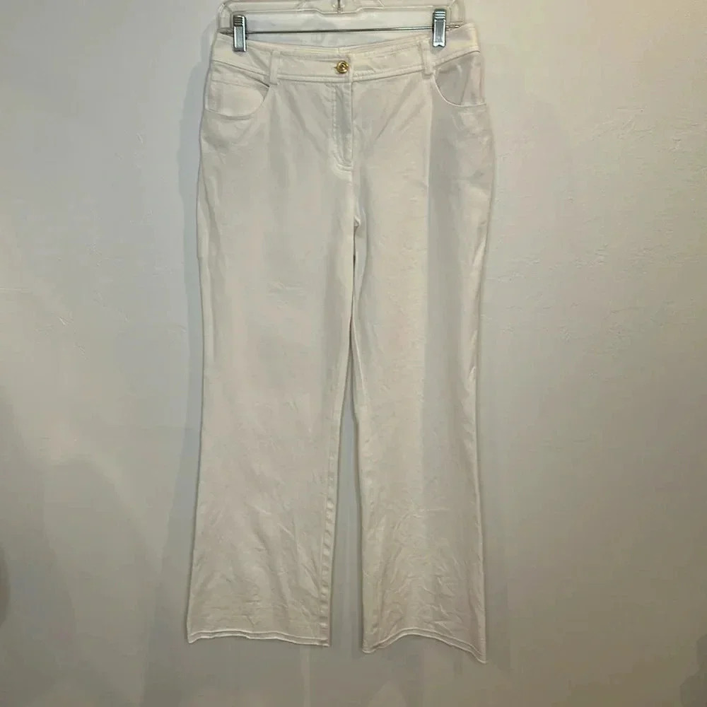 ST JOHN COLLECTION WHITE STRAIGHT LEG CROP RAW HEM SPORT PANT